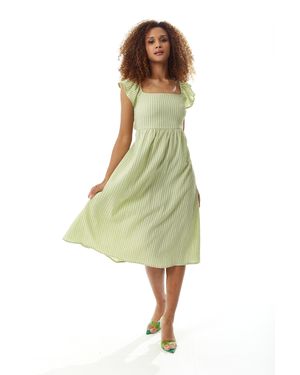 Liquorish Cut Out Back Midi Dress - Green