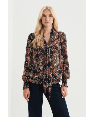 Finery London Mavis Printed Chiffon Blouse - Blue