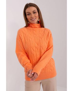 Love Lace Variegated Knit Acrylic Turtleneck Jumper - Orange