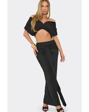 EGO Tie Drape Mid Rise Maxi Skirt - Black