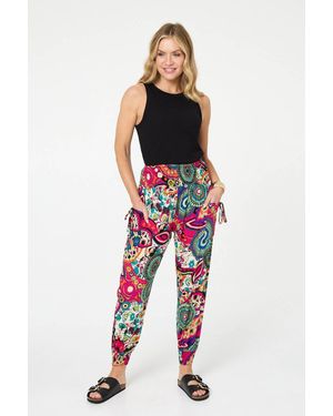 Izabel London Abstract Shirred High Waist Harem Trousers