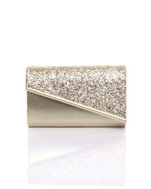 AJVANI Evening Glitter Metallic Occasion Prom Party Clutch Bag - Natural