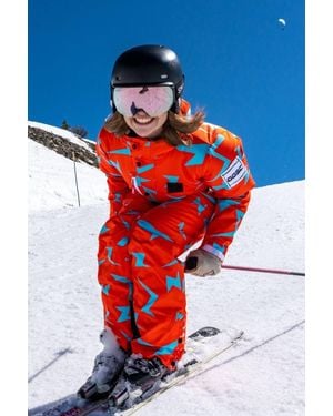 OOSC Starman Shaped Ski Suit, Lightning Print, Slim Fit, Regular Length - Red