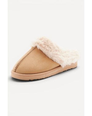 DAMART Faux Fur Lined Thermal Mule Slippers - Natural