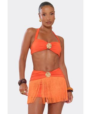EGO Ruched Mini Skirt - Orange