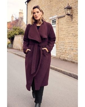 Evans Boucle Waterfall Coat - Purple