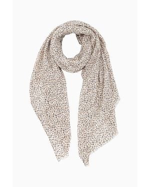 SARTA Leopard Print Lightweight Scarf - White