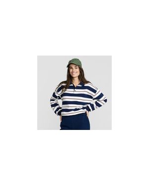 Lands' End Serious Sweats Polo Collar Sweatshirt - Black