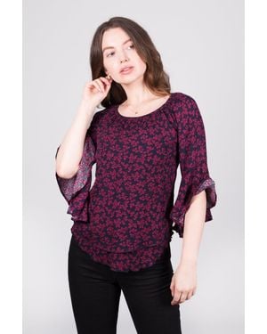 Solo Boho-Chic Floral Off-Shoulder Top - Purple