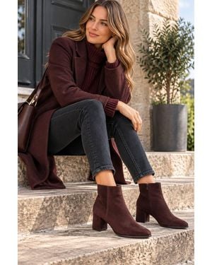 Absolute Footwear Micro Suede Block Heel Ankle Boots - Multicolour