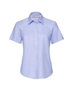 Russell Collection Oxford Short-Sleeved Shirt - Blue