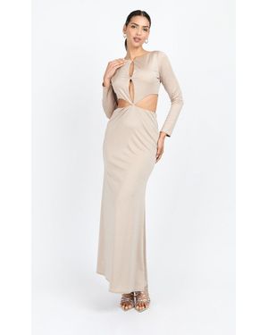 Little Mistress Mink Slinky Embellished Maxi Dress - White
