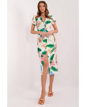 Love Lace Colour Print Heart Neck Midi Pencil Dress - White