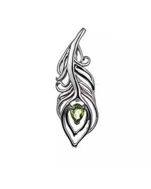 Ojewellery Peridot Peacock Feather Brooch - Black