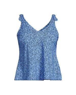 Lands' End Tie Shoulder Flutter Hem Tankini Top - Blue