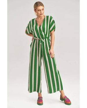 Love Lace Viscose Relaxed Short Sleeve Jumpsuit - Green