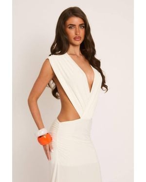 Rebellious Fashion Cross Front Cut Out Maxi Dress - White
