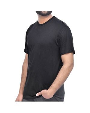 Smart Living 100% Cotton Crew Neck Short Sleeve T-Shirt Casual Plain Tee - Black