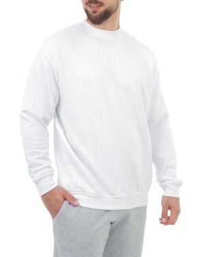 Smart Living Classic Crew Neck Sweatshirt Long Sleeve Casual Pullover Jumper - White