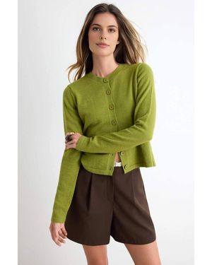 WOVCOR Long Sleeve Regular Fit Knitted Cardigan - Green