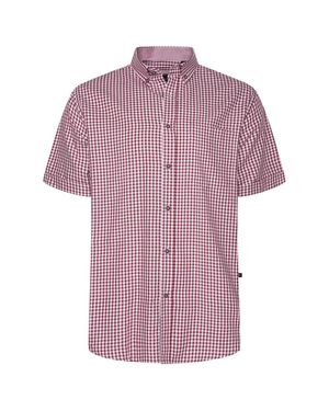 KAM Jeanswear Short Sleeve Classic Gingham Check Shirt For - Purple
