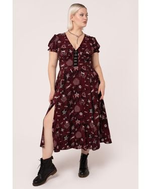 Hell Bunny Doomed Deep Grungy Style Maxi Dress - Red