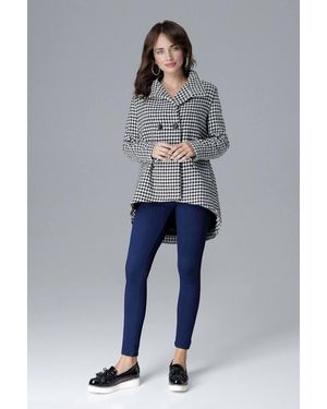 Love Lace Stand Collar Fashion Jacket With Zipper Sleeves - Blue