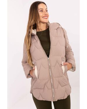Love Lace Winter Hooded Lined Puffer Jacket With Pockets - Natural