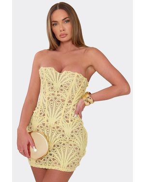 EGO Sleeveless Lace Mini Dress - Yellow