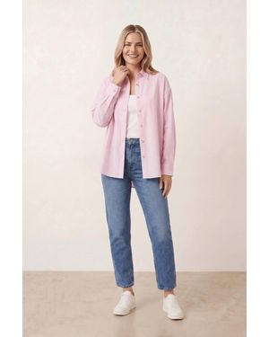 Style Cheat Pinstripe Long-Sleeve Shirt - Pink