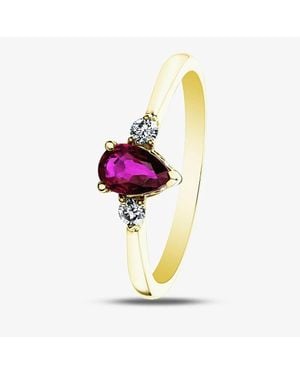 T.H.Baker 9Ct Ruby 0.08Ct Diamond Ring 31036/58-9 N - Pink