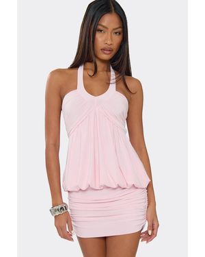 EGO Blouson Style Sleeveless Ruched Mini Dress - Pink