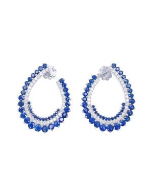 Raina Jewels 14Ct Front & Back Natural Sapphire Diamond Earrings 5.27Ct - Blue