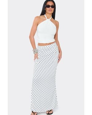 EGO Polka Dot Mid Rise Maxi Skirt - White