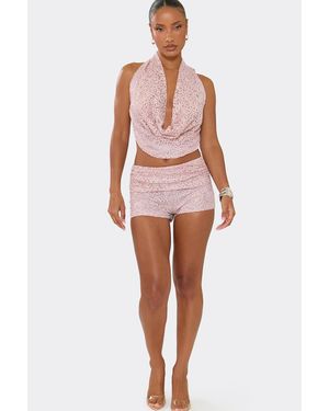 EGO Sequin Low Rise Mini Shorts - Red
