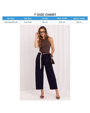 Love Lace Cotton High Waisted Cropped Trousers With Belt - Blue