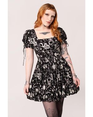 Hell Bunny Star Sign Printed Square Neckline Mini Dress - Black