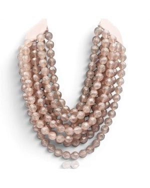 Michael Nash Jewelry Sabina Multi Strand Faceted Light Resin Beaded Necklace - Natural