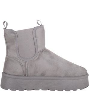 Absolute Footwear Smooth Faux Suede Easy Slip On Platform Ankle Boot With Twin Gusset - Grey