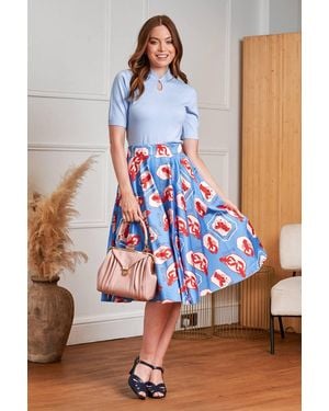 Banned Retro Cary Lobster Love Skirt - Blue
