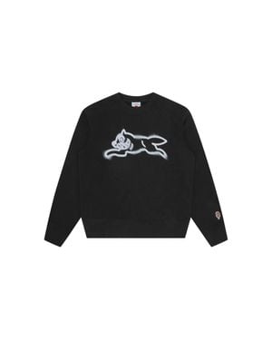 ICECREAM Round Neck Sweatshirt Spray Paint Dog - Black