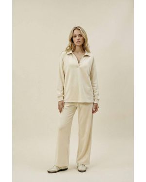 The Night Store Collar Lounge Trouser Set - Natural