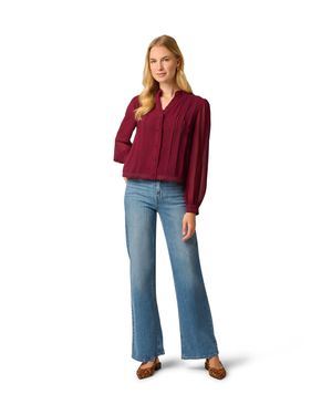 Adrianna Papell Y-Placket Woven Blouse - Red