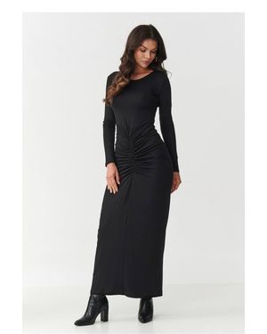 Love Lace Maxi Viscose Long Sleeve Dress - Black