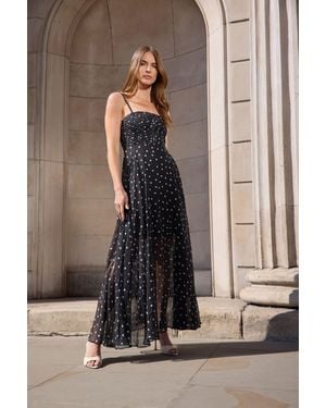 Star by Julien MacDonald Chiffon Spot Maxi Dress - Black