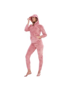 Keanu Fleece Pull Over Long Pyjama Set - Pink