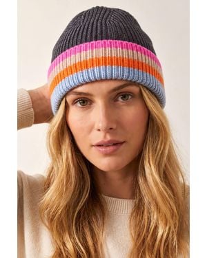 SARTA Delta Stripe Knitted Winter Beanie Hat - Blue