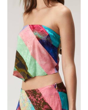 Nasty Gal Satin Scarf Print Top - Red