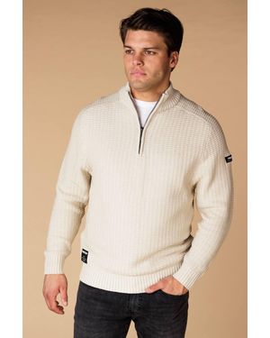Firetrap Cotton Rich Textured Half Zip Jumper - Natural