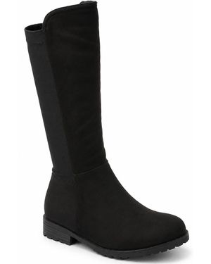 Spot on Knee High Flat Riding Boots - Black